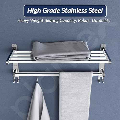 Image of Plantex Towel Rack for Bathroom /Stainless Steel Towel Bar /18 Inch Towel Holder with Towel Rod /Bathroom Accessories - Pack of 2 (Chrome)