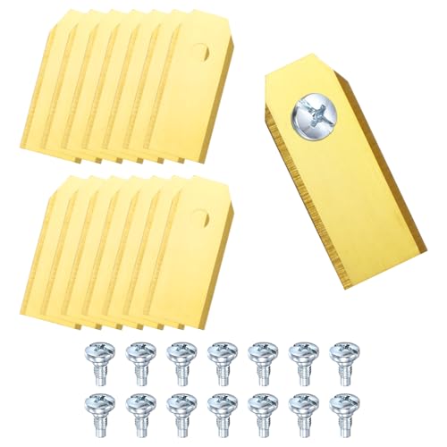 M METERXITY 30-Pack Robotic Lawnmower Replacement Blades 42x18x0.6mm Stainless Steel with Titanium Coating for Most Robotic Mowers, Gold Tone