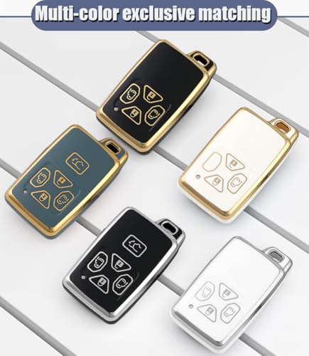 ontto TPU Car key fob cover fit for Toyota Alphard Vellfire Previa Estima Isis Noah Voxy Tarago Mark X Yaris RAV4 Corolla key holder Smart case Shell keyring keychain accessories 4 button Silver Black - Image 6