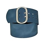 7cm Breit Echt Leder Guertel Altsilber Nickelfree-- Petrol Bundweite 110cm