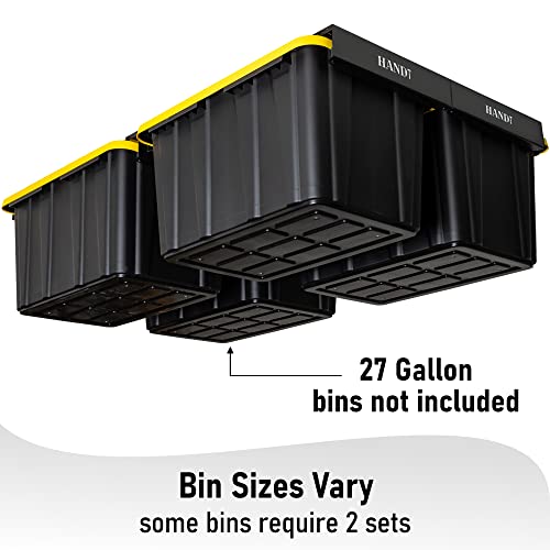 Handt Overhead Garage Storage Rack, Garage Ceiling Storage Racks, Garage Storage Bin Organization System, Heavy Duty Metal Overhead Bin Rack For Container, Supports Most Storage Bins, 4 Sets Black #TOP4