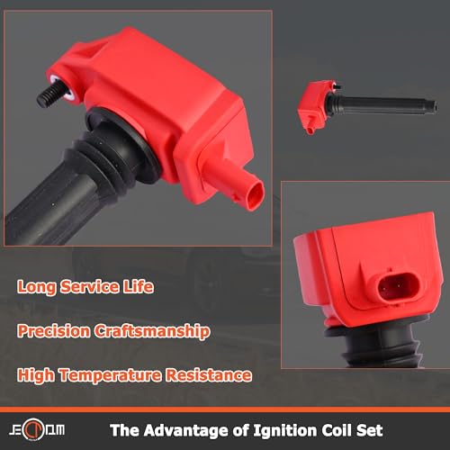 Jectam Ignition Coil Pack UF648 with Iridium Spark Plugs 97390 Compatible with Dodge Avenger Charger for Jeep Cherokee Wrangler for Ram 1500 C/V for 200 300 Town&Country Ignition Coils 3.6L V6