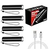 Lot de 4 mini lampes de poche LED super lumineuses avec 3 modes (avec batterie intégrée) – Petite lampe de poche étanche USB – Pour enfants, pêche, randonnée et camping