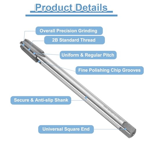 QUARKZMAN Gerade Nut Schraubhähne NPT 1/4-18 2B Gewinde HSS6542 Maschinengewindeschneidfräser Gewindeschneidwerkzeuge, 6,3\ Extra Lang