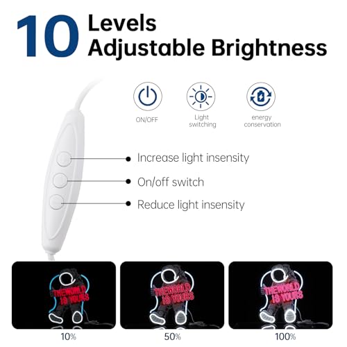 Image of The World Is Yours Neon Signs, 17 Inch Astronaut Neon Light USB Powered for Bedroom Game Room Kids Dimmable LED Word Light Plug and Play