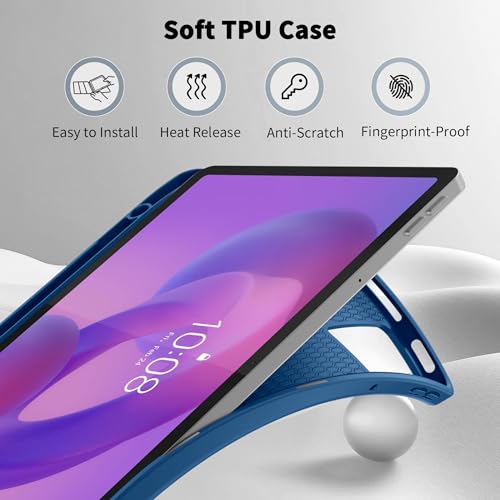 EasyAcc etui dla tabletu Lenovo Idea Tab 11 cali 2025 z uchwytem na rysik TB-336ZU TB-336FU, ultra cienkie z funkcją podpórki, elegancka osłona PU skóra (Morska niebieska)