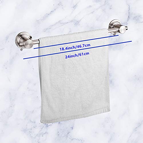 image for JiePai 24 inch Suction Cup Towel Bar Brushed Nickel,Bath Shower Towel 