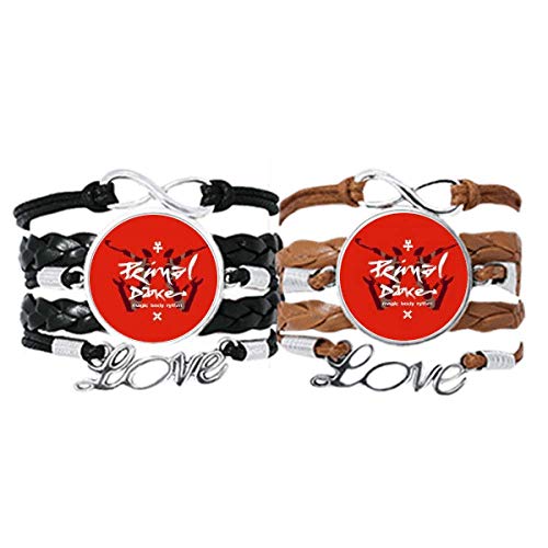 Bracelet Amour Couple Cuir Corde ajustable pour éviter les allergies et la casse