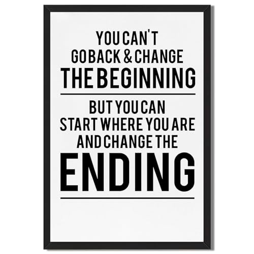 Framed Motivational Quote Poster Canvas Print Art, Modern Wall Art