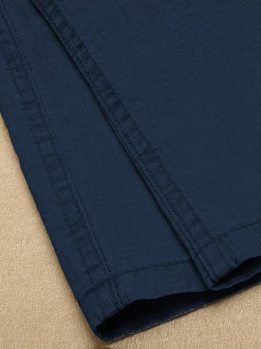Image of TAGDO Men's Linen Pants | Elastic Waist Pants | Casual Trousers for Men | Straight Fit | Everyday Casual Pant | Perfect for Beach, Resort, Lounge & Vacation Wear (2060)