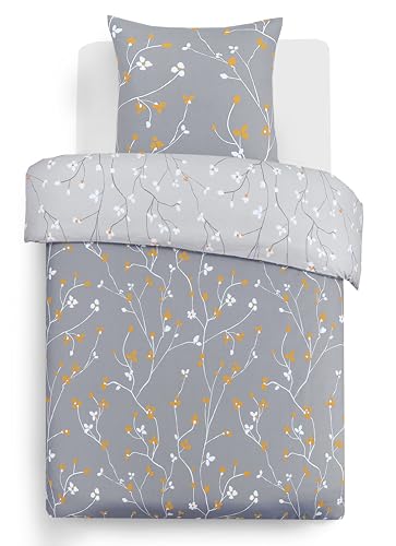 Vision Freya Juego de Ropa de Cama Reversible, Funda nórdica de 140 x 200 cm con 1 Funda de Almohada para Cama Individual, 100% algodón