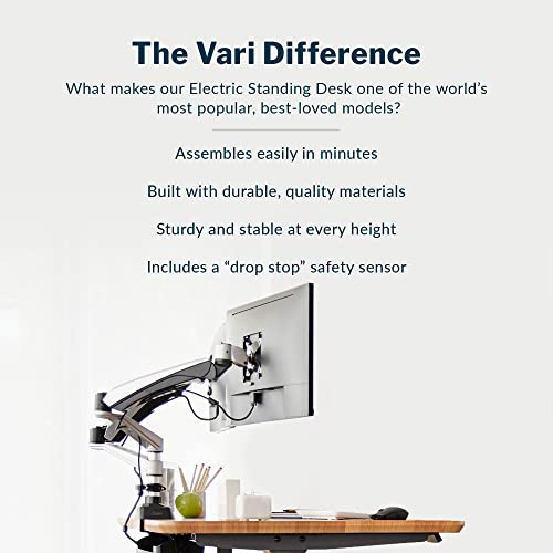 Vari Classic Electric Standing Desk - VariDesk Height Adjustable Sit/Stand Desk - Dual Motor with Memory Presets, Stable Legs - Gaming, Home Office Workstation - 72x30 (Butcher Block/Slate Legs) - Image 3