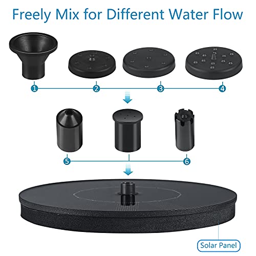 Hiistar Solar Bird Bath Fountain Pump, Solar Powered Bionic Water Fountains Pump With 4 Nozzles, Floating Fountain Pump For Birdbath, Pond, Pool, Fish Tank, Aquarium And Garden #TOP3