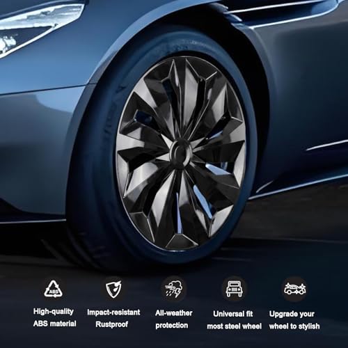 Hubcaps Wheel Cover Replacement R16 Size Hub Cap Universal-Fit Steel Wheel Rim Caps ABS Tire Covers for Most Cars Trucks Sedans SUV -Set of 4（16-inch，Black） by Aiqiying - Image 4