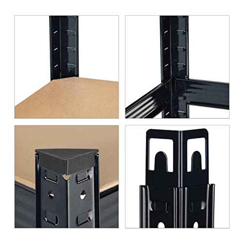 Relaxdays Schwerlastregal 5 Ebenen Stahl, HBT: 180 x 90 x 45 cm, schwarz