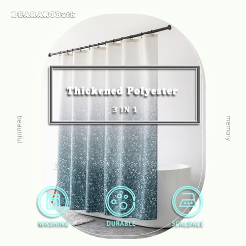 DEARARTBath Cyan Blue Patterm Shower Curtains, 72''W × 72''H inch Fabric Shower Curtain Set with Grommet and Hooks, Water Resistant Waterproof Easy Care Machine Washable Easy Clear by DEARART - Used condition - Image 3