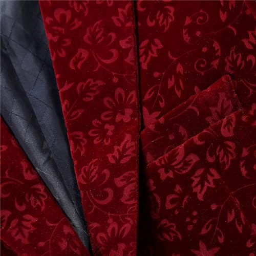 Men's Floral Velvet Suit Jacket Slim Fit Wedding Prom Blazer Coat Jacquard Dress Blazer Sport Jackets3