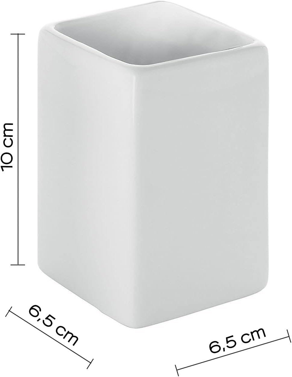 GEDY Queenstown Toothbrush Holder for Bathroom, Dimensions and Weight: 10 x 6.5 x 6.5 cm & 0.23 kg, Toothpaste and Toothbrush Holder in Eco Ceramic, White Finish, R&D Design, 2 Years Warranty, Unique