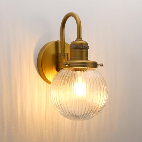 Image of Yosoan Vintage Ribbed Glass Wall Light Sconce Bedroom E27