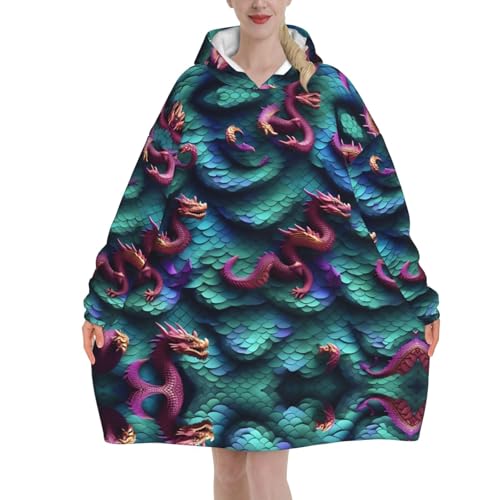 Couverture à capuche portable EdWal avec motif dragon, cadeau anniversaire femme