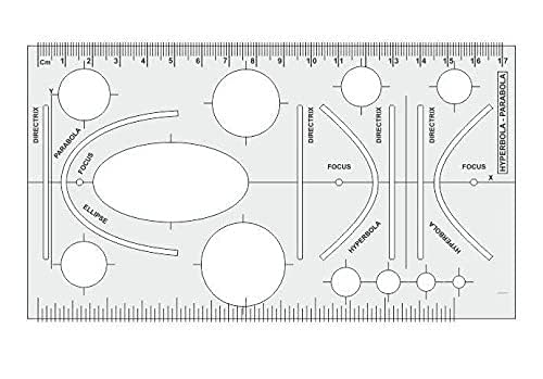 TWIN SEVEN® Plastic Pro Circle with 25 Circles, Hyperbola-Parabola Template, Geometry Template, Drafting Scale Ruler Very Useful to Architect, Engineering Students, Office Employee (Set of 3) 4