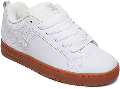 DC Men's Court Graffik Casual Low Top Skate Shoe Sneaker White/Gum 11 D M US, 44.5 EU