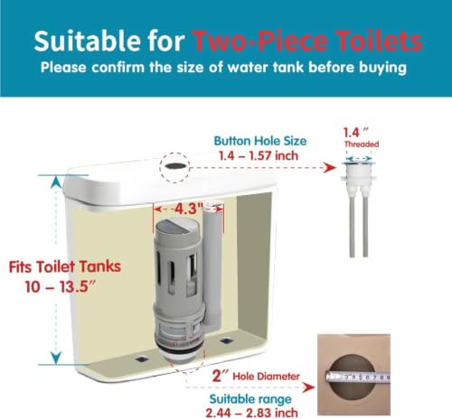 Image of 2-In Dual Flush Valve Replacement Kit with Metal Bolts | Extendable Fill Valve,Adjustable Rod Length,2-Piece Toilet Tank Repair Parts