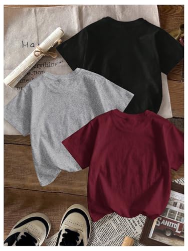 Image of RoseSeek Girl's Shirts 3 Packs Star Butterfly Graphic Tees Crew Neck Short Sleeve T Shirt Casual Tops