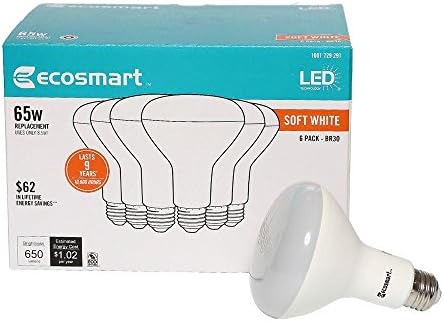 Ecosmart LED Technology Soft White 65W 8.5W Replacement Dimmable Light Bulb 6 Pack BR30 1001 729 291
