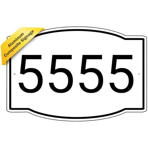 Horizontal White and Black House Number, Address Plaque Sign for Mailbox, Customized for House, Store, Office, Outside, 911 Visibility Signage Cover
