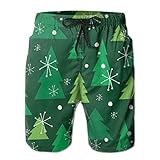 Hand wash and machine wash Frankv Pantalones Cortos para Hombres Vector de Patrones sin Fisuras del árbol de Navidad. Bosque de Invierno, pinos y Copos de Nieve M bañador