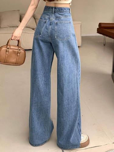 Image of KOTTY Women's Wide Leg Denim Jeans | Relaxed Fit High Waist Stylish Jeans