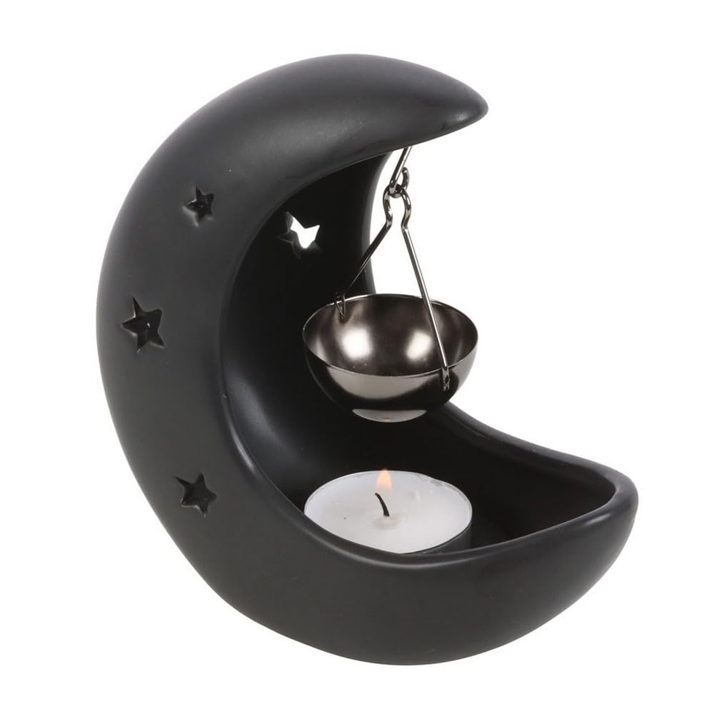 Black Crescent Moon Hanging Oil & Wax Melt Burner 13cm
