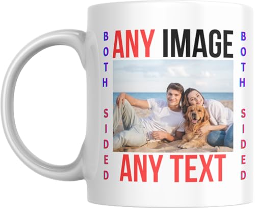 Iprintop Personalised Mug with Text or Photo | 10 oz Customised Coffee Cup with Text Logo & Photo | Gift for Him or Her on Special Occasions | Anniversary Mother's Day, Father's Day or Birthday.