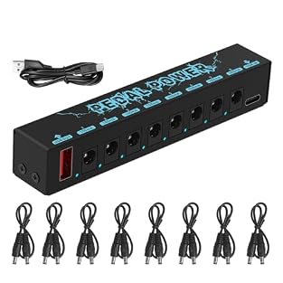 Multiple Outputs: This unit features 8 channels, allowing you to power multiple effects pedals simultaneously. This makes it a versatile addition to any musician's setup. Compact Size: With dimensions of 11.7cmx2cmx2.1cm, this guitar effector power s...