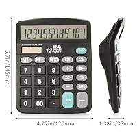 M&G Desk Calculator 12 Digit Office Calculators with Large LCD Display, Dual Solar Power and Battery, Recessed Big Button Calculator for Office Home (Black) — image 6