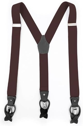 Marycan Mens Y-Back Suspenders Braces 35mm Convertible Leather Ends and Clips