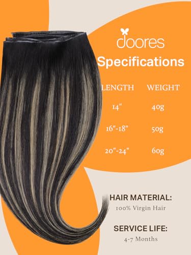 Image of DOORES Weft Extensions, 24 Inch Balayage Natural Black to Light Blonde 60g, Genius Sew in Weft Hair Extensions Real Human Hair Straight Extensions