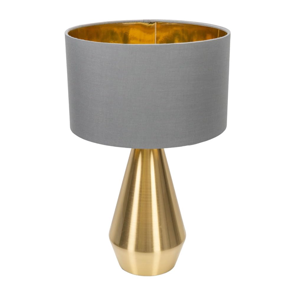 Valuelights Jax Gold Dimmable Touch Table Lamp With Grey With Gold Inner Lamp Shade And Led Bulb from B&Q