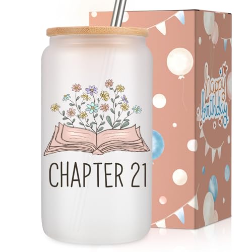 Coolife Chapter 21 Glass Cup, 21st Birthday Gifts for Women, Her - Cute Birthday Gifts for 21 Year...