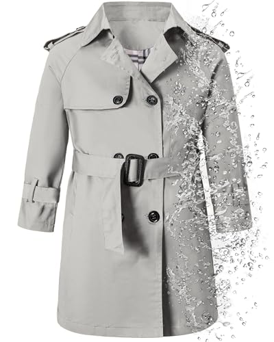 Image of Betusline Boys Waterproof Trench Coat Double Breasted Classic Belted Outwear Jacket Dress Coats