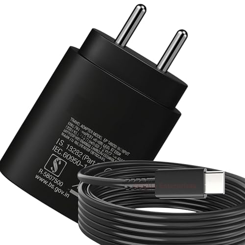 Image of 25W Type C Charger Compatible with Samsung A16 /M05 /A05 /A35 /M35 /F05 /M15, F15 /A15 /A14 /M14 /F14 /A34 /M34 /F34 /S24 Ultra, S23 /S23 fe /Z fold /flip /6 /5 /4 /3, Adapter -JJ Black