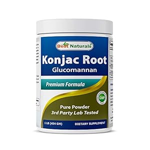 Best Naturals Konjac Root Glucomannan Powder (Non-GMO) – Promotes Healthy Metabolism & Weight Management – 1 Pound