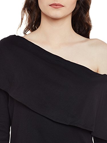 Image of Miss Chase Women's Black One Shoulder Half Sleeved Solid Layered Top