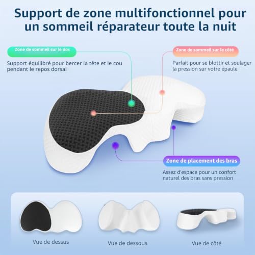 Oreiller couple mousse à mémoire HOMCA confort ergonomique supérieur - 3