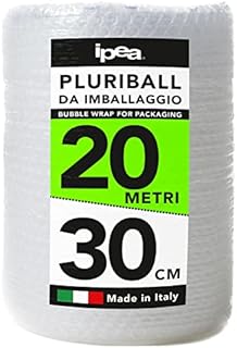 IPEA folia foliowa do pakowania i wysyłki 20 metrów x 30 cm rolki Made in Italy Pęcherzyki powietrza do ochrony, wyściółki, pakowania przedmiotów w transporcie Anti-rozdarcie dla e-commerce
