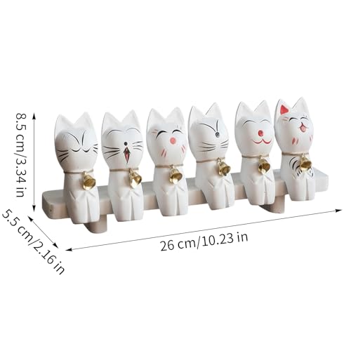 Sculpture de chat en bois figurines décoratives avec grelots maison et bureau
