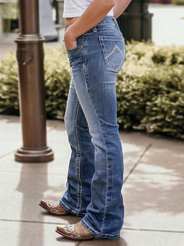 Image of Flamingals High Waist Boot Cut Jeans for Women Flare Denim Pants