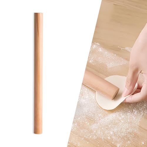 DBAILY Rodillo de madera de haya para masa, pastelería, pan, pizza, galletas y tortitas (30 cm)