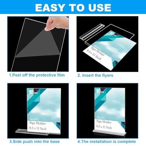 image for EHWINE Acrylic Sign Holder 8.5 x 11, 10 Pack Double-Sided Stand up Tab